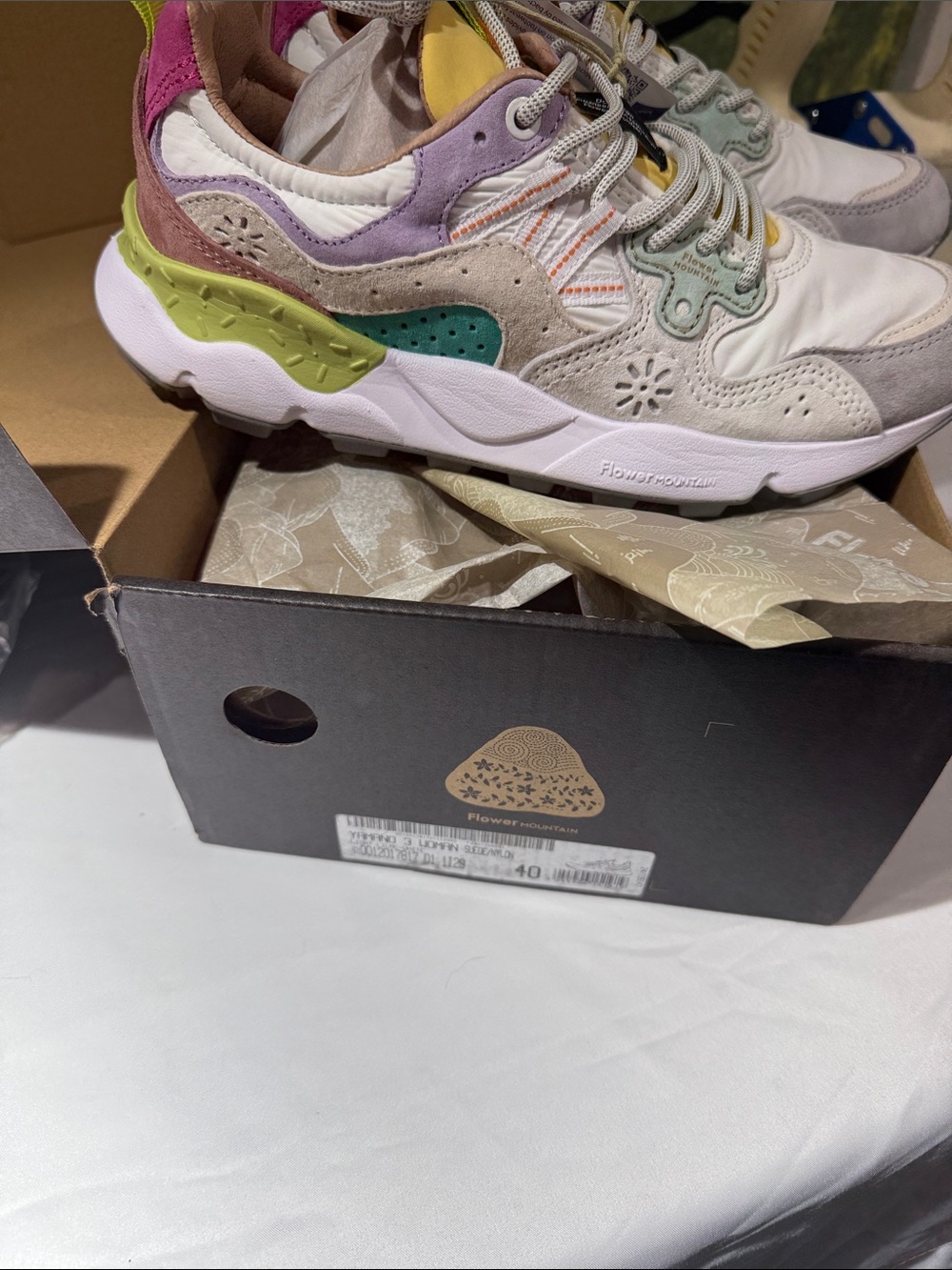 Flower Mountain Yamano 3 Women's Sneakers Suede Nylon Light Lilac White - Picture 7 of 10